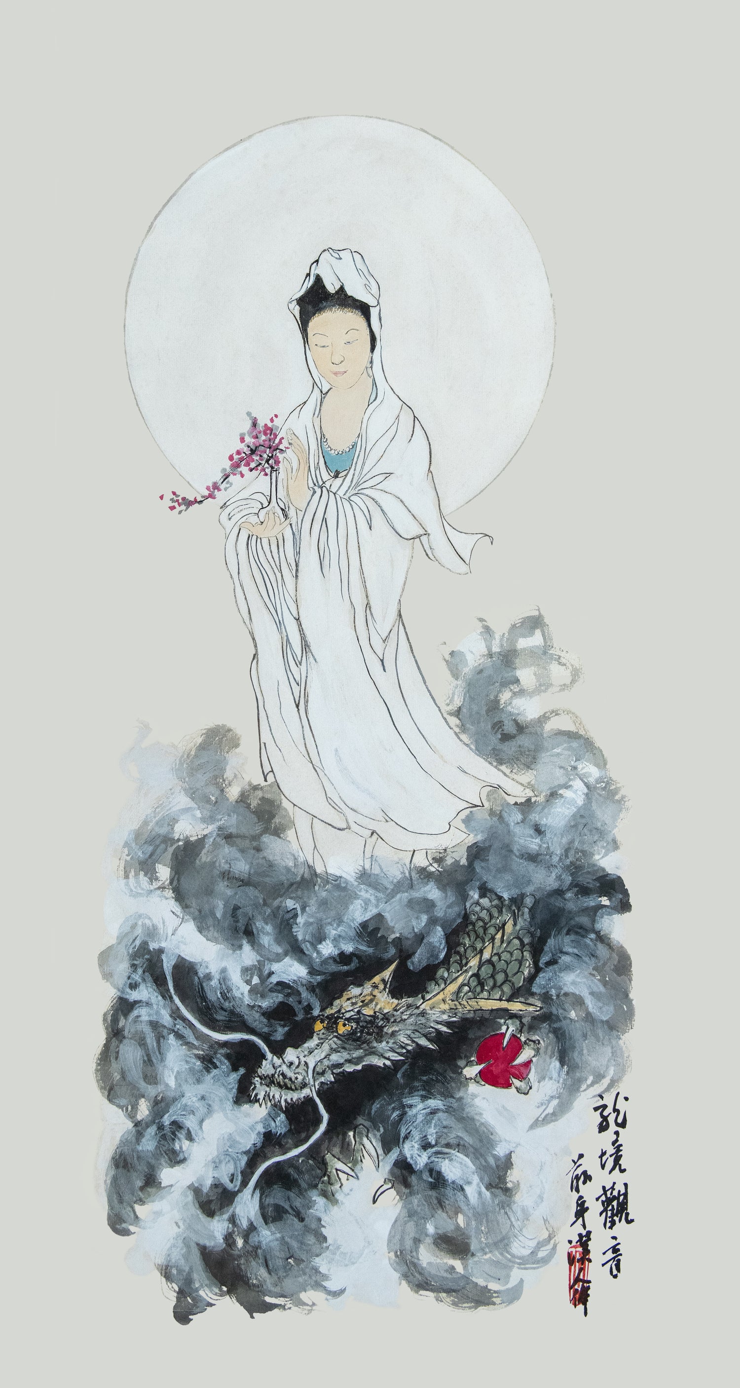 Kuan Yin with dragon, Guan Yin,